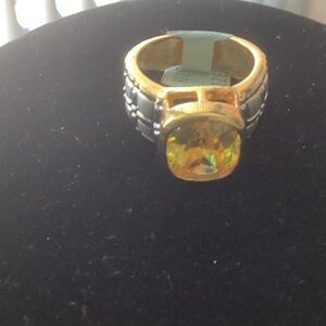 Gold-Tone Women's Cocktail Ring with Yellow Stone